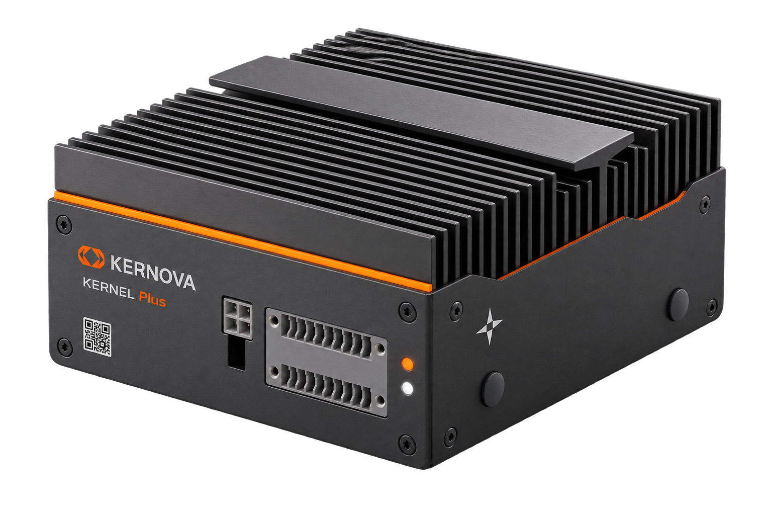 Hardware Kernova Plus real, com acabamento grafite e detalhe laranja